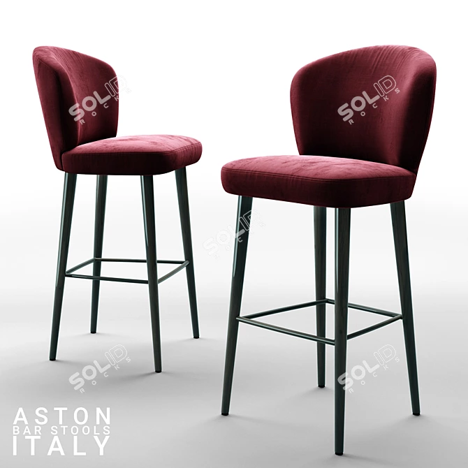 Italian Design: Minotti Aston Red Bar Stool 3D model image 1