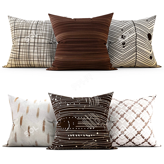 Elegant Embroidered Cushions 3D model image 1