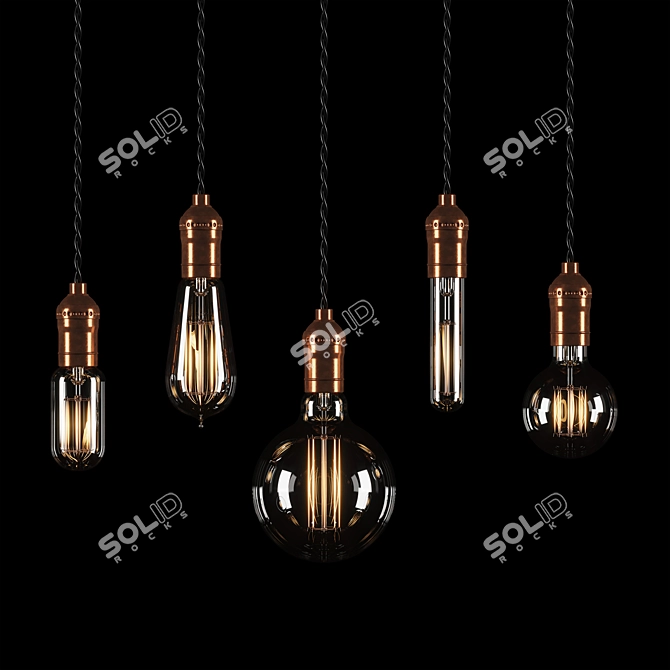 Vintage Light Bulbs Set 3D model image 2