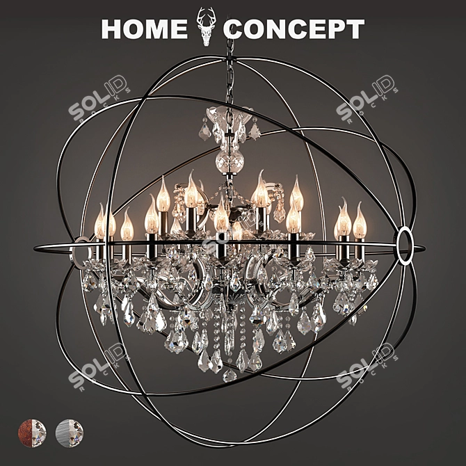 Gyro Crystal Chandelier: Stunning Illumination & Modern Design 3D model image 1