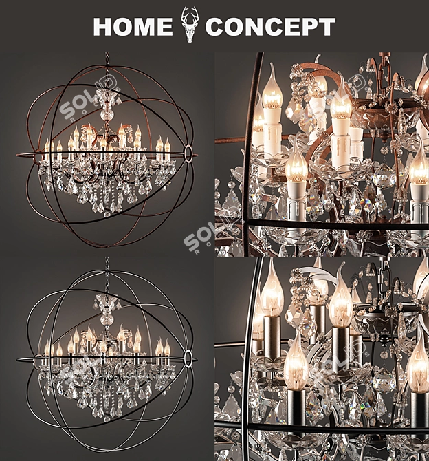 Gyro Crystal Chandelier: Stunning Illumination & Modern Design 3D model image 2