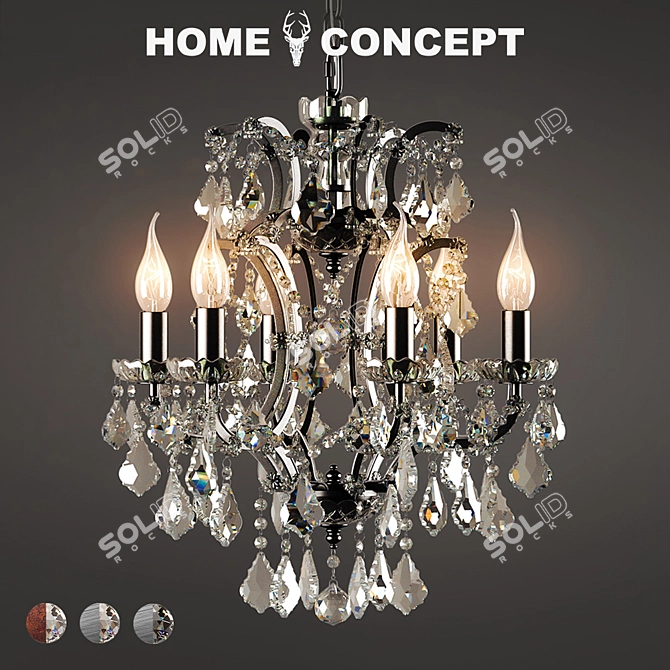 OM Chandelier: Elegant Crystal Lighting 3D model image 1