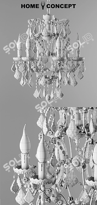 OM Chandelier: Elegant Crystal Lighting 3D model image 3