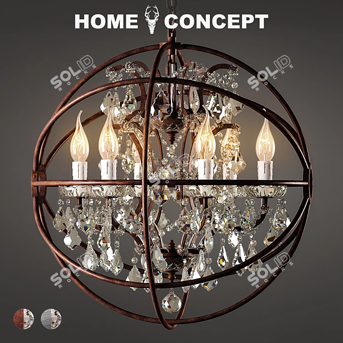 Gyro Crystal Chandelier: Elegant and Compact 3D model image 1