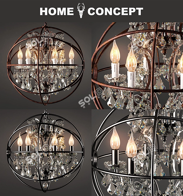 Gyro Crystal Chandelier: Elegant and Compact 3D model image 2