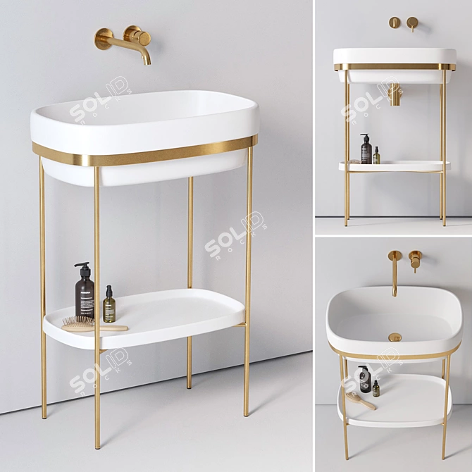 Exquisite Ribbon Console Washbasin 3D model image 1
