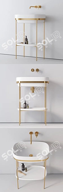Exquisite Ribbon Console Washbasin 3D model image 2