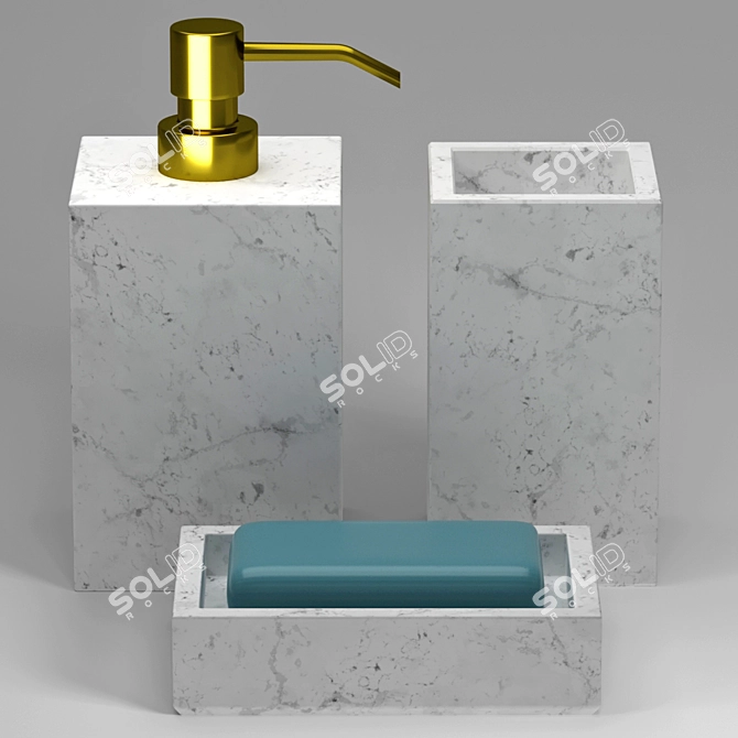 Luxury Marble Bath Set 3D model image 1