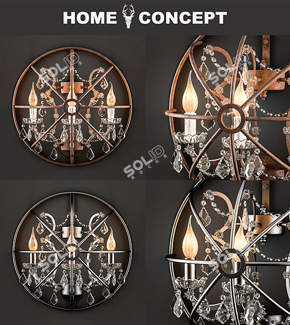 Gyro Crystal Sconce with Exquisite Design 3D model image 2