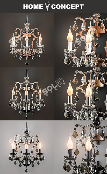 Elegant Crystal Sconce: Clear & Antique Rust 3D model image 2