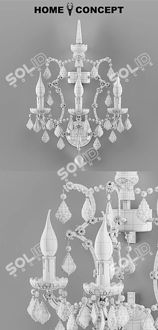 Elegant Crystal Sconce: Clear & Antique Rust 3D model image 3