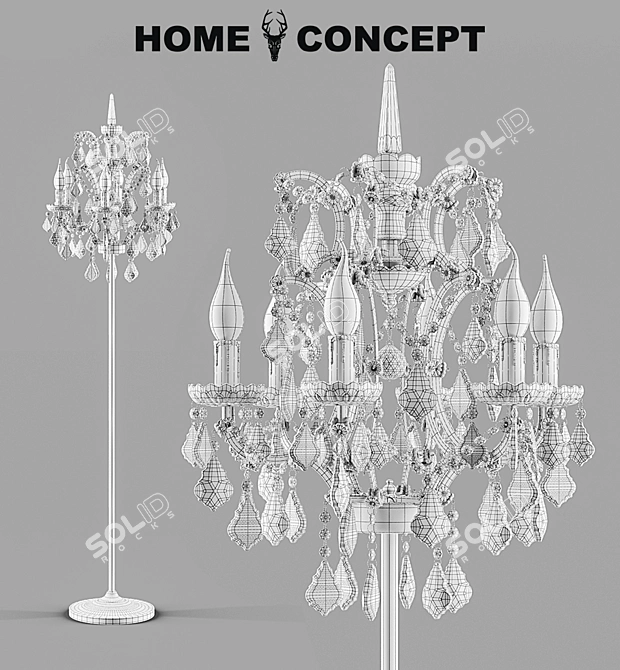 Crystal OM Floor Lamp: Elegant Lighting Solution 3D model image 3