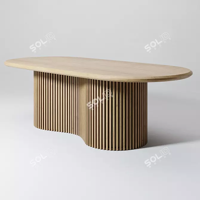 Elegant Oak Oval Dining Table 3D model image 1