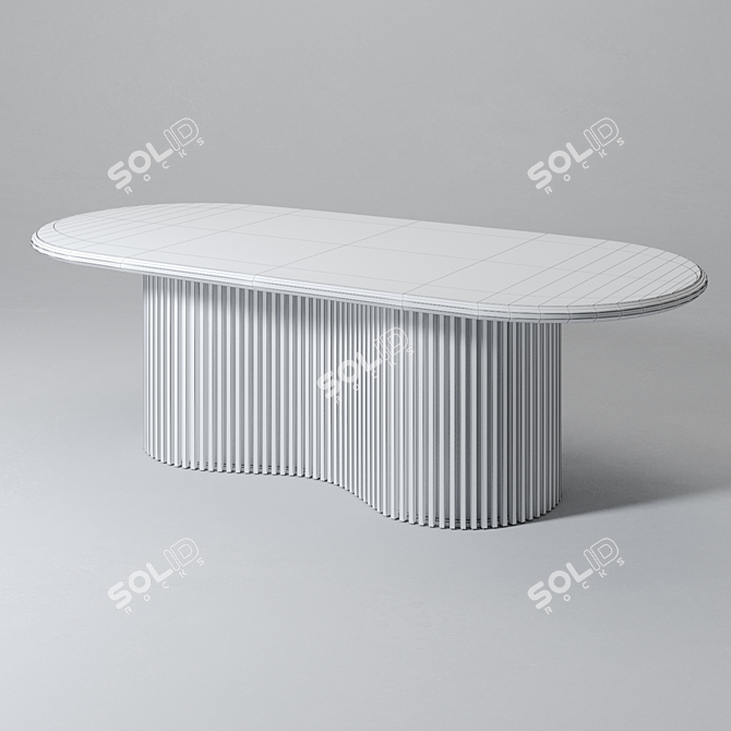 Elegant Oak Oval Dining Table 3D model image 3