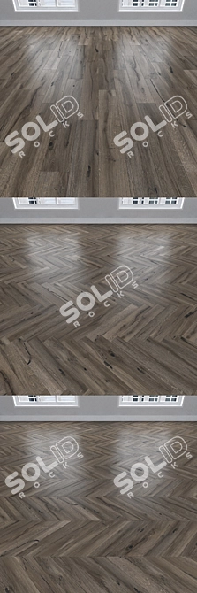 Vintage Oak Parquet: Herringbone, Linear, Chevron 3D model image 2