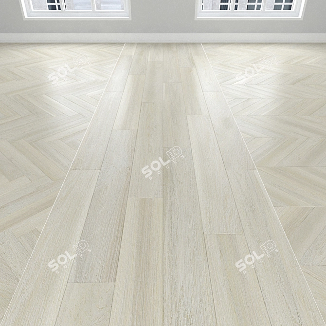 White Oak Parquet Flooring: Herringbone, Linear, Chevron 3D model image 1