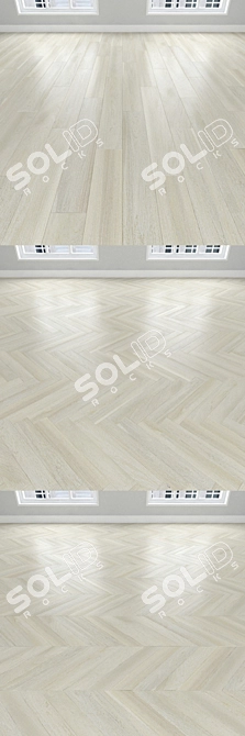 White Oak Parquet Flooring: Herringbone, Linear, Chevron 3D model image 2