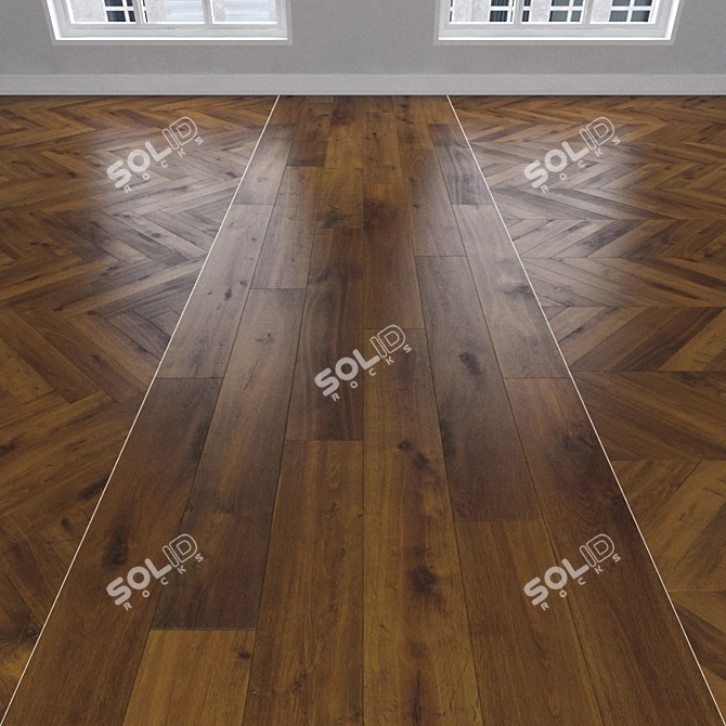 Oak Parquet: Herringbone, Linear & Chevron 3D model image 1