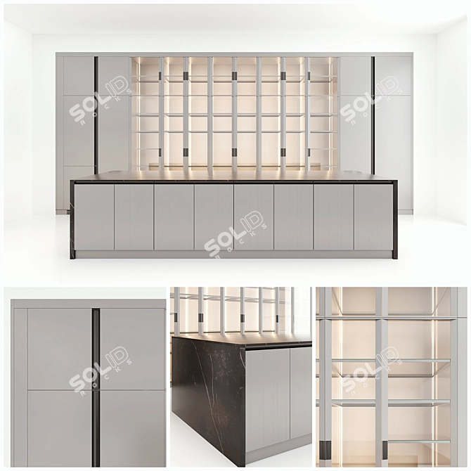 Poliform-Style Kitchen Cabinet 3D model image 1