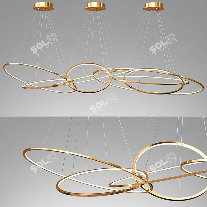 Golden Halo Chandelier 3D model image 1