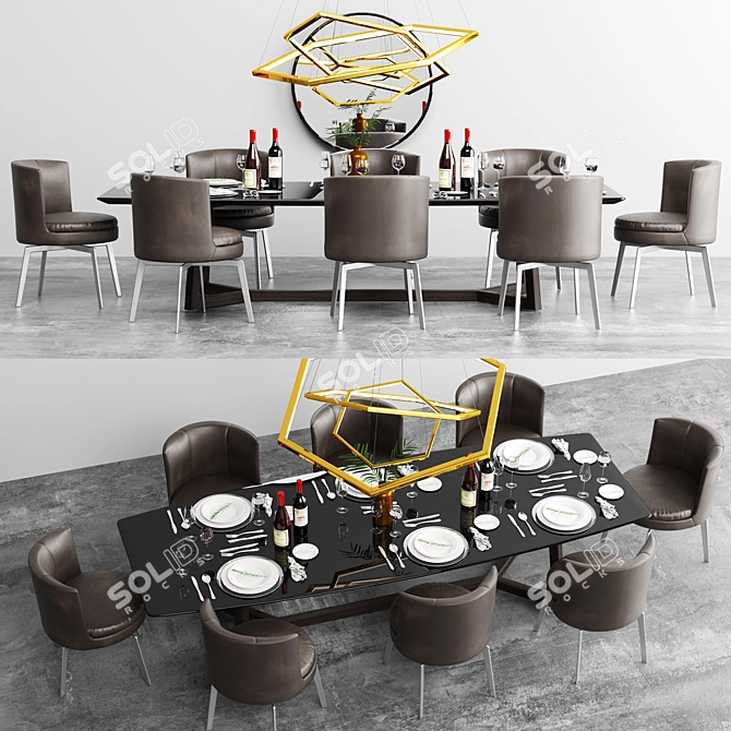 Modern Gipsy Flexform Table & Chair 3D model image 1