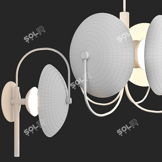 Brass Aperture Chandelier & Sconce 3D model image 2