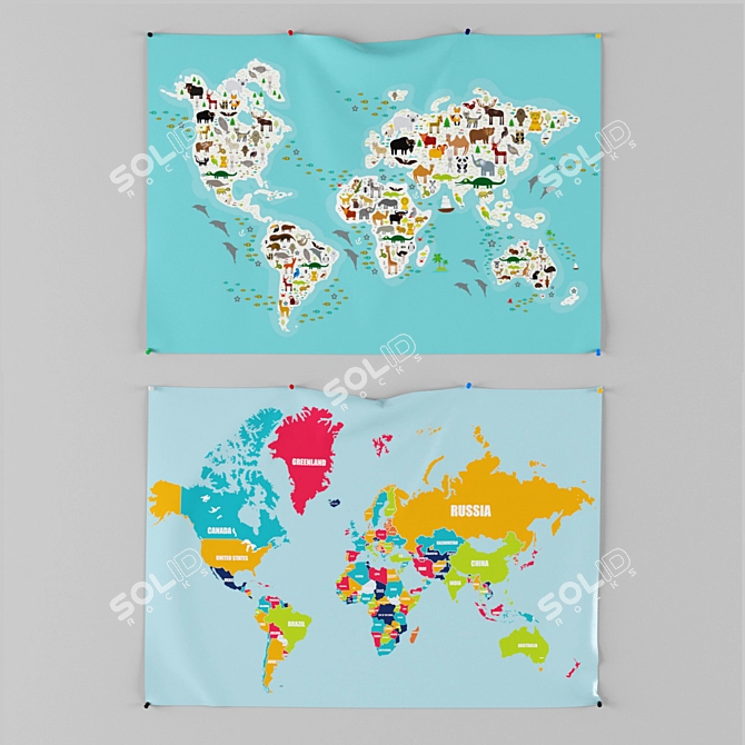 Vintage World Maps: 100x70 cm 3D model image 1