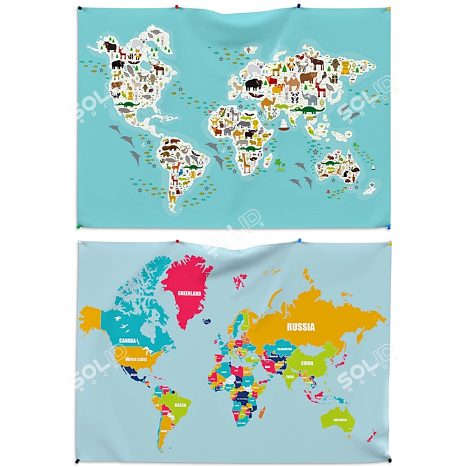 Vintage World Maps: 100x70 cm 3D model image 2