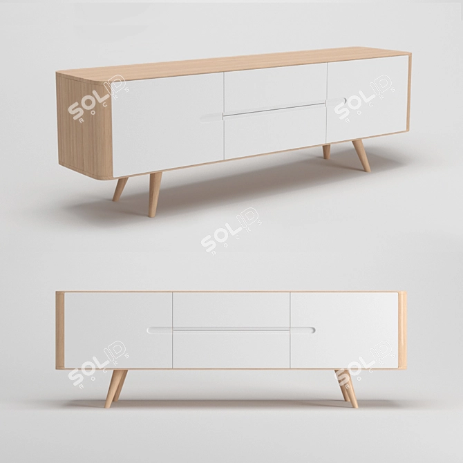 Elegant Oak Sideboard by Gazzda 3D model image 1