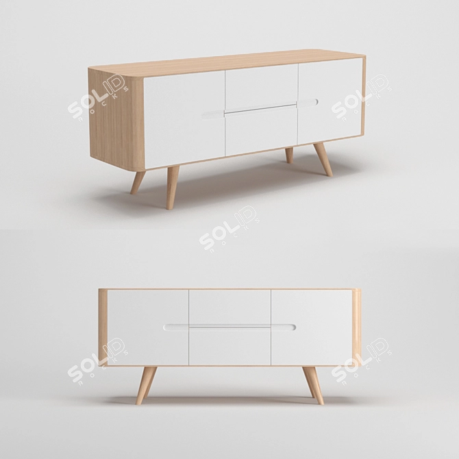 Elegant Oak Sideboard by Gazzda 3D model image 2