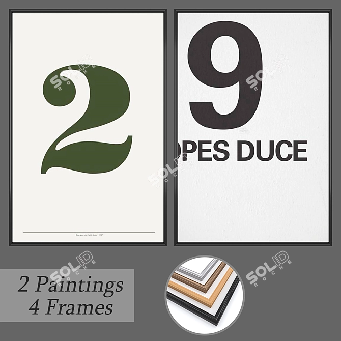 Dynamic Wall Art Set with Frame Options 3D model image 1