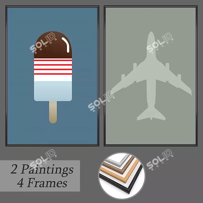 Modern Wall Art Set with Multiple Frame Options 3D model image 1