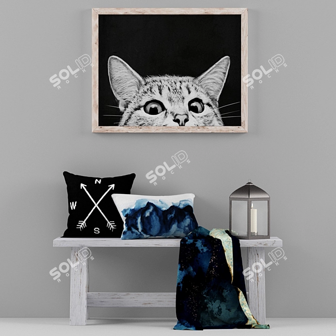 Modern Decor Bench Set | 5-Piece Collection 3D model image 1