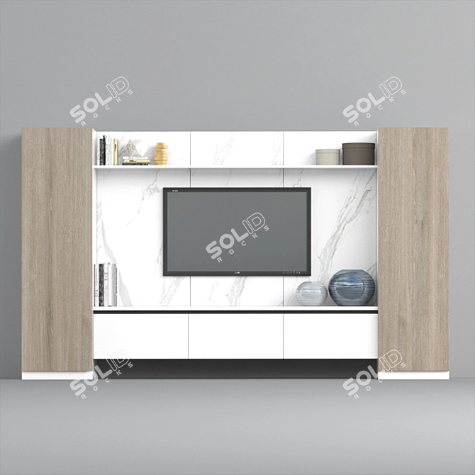 Modern TV Stand for V-Ray 3D model image 1