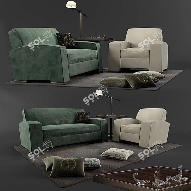 Armani Hector Living Room Set 3D model image 1