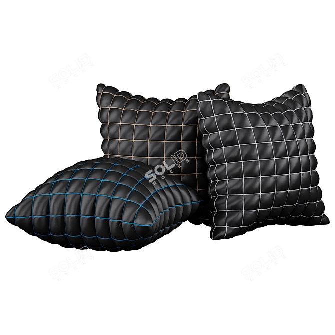 Modern Black Segment Pillow Set 3D model image 2