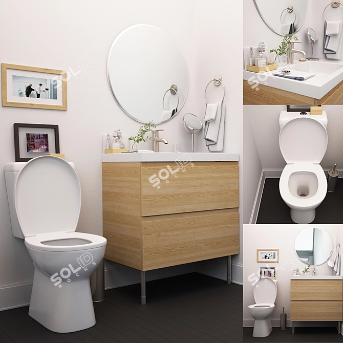 Modern Bathroom Furniture Set 3D model image 1