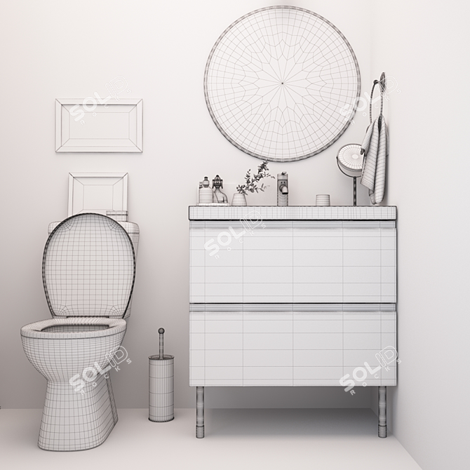 Modern Bathroom Furniture Set 3D model image 2