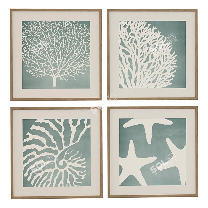 Marine Decor Frames Set 3D model image 1