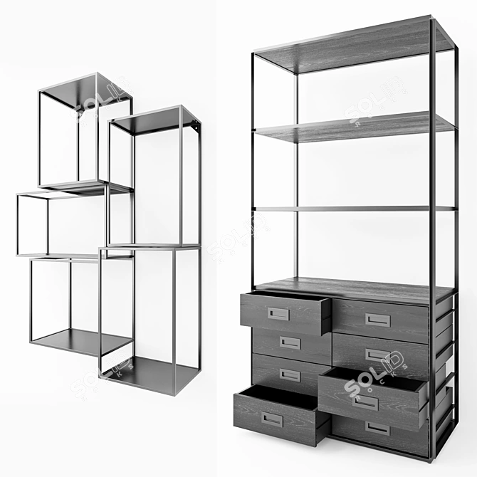 Sleek Metal Shelving | Cosmorelax 3D model image 2