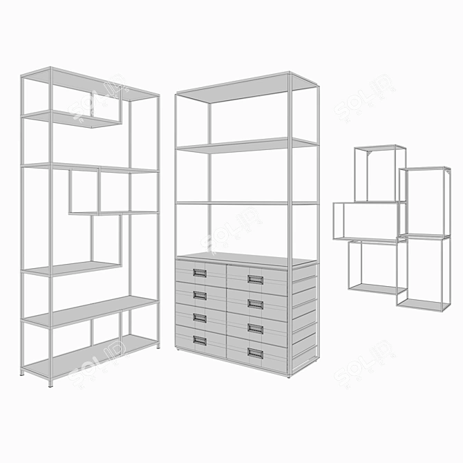 Sleek Metal Shelving | Cosmorelax 3D model image 3