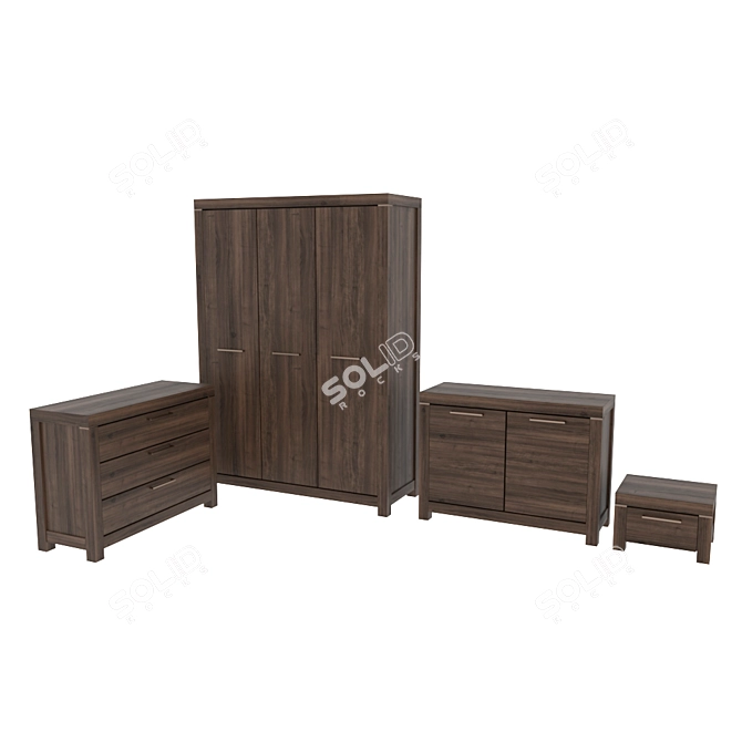 Modern Black Red White Furniture Set, Gent Collection 3D model image 2