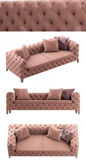 Blanche Raffaello: Elegant Sofa with Smoothed Back Rest 3D model image 2