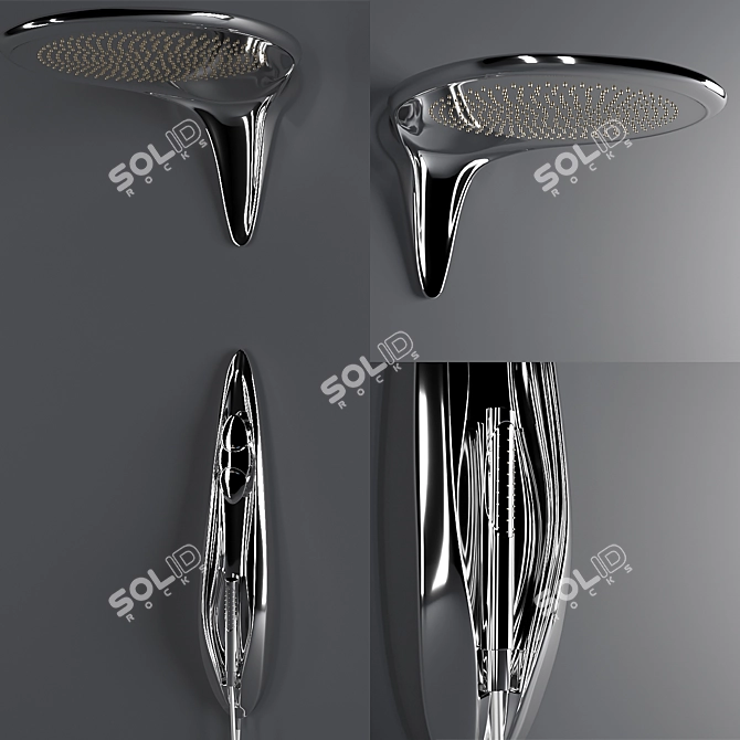 Zaha Hadid's Noken Vitae Chrome Shower 3D model image 2