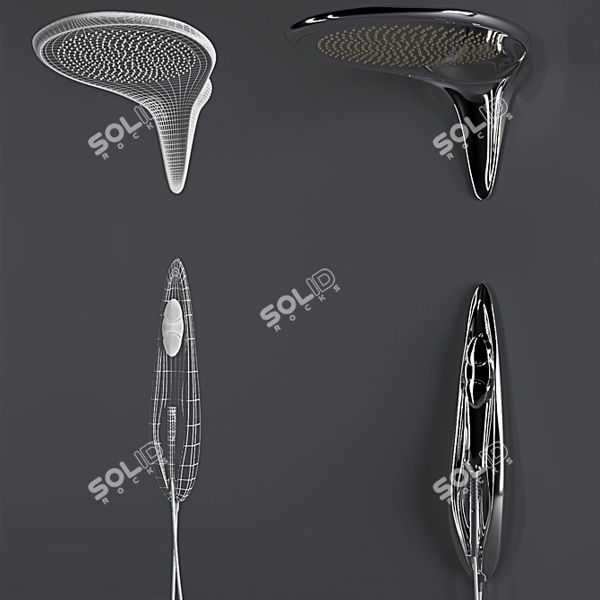 Zaha Hadid's Noken Vitae Chrome Shower 3D model image 3