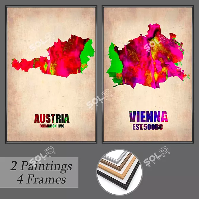 Title: Versatile Wall Art Set 3D model image 1