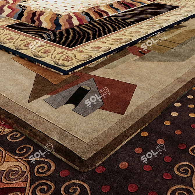 14th Century Jaipur Rug: Exquisite Fur Made with Displacement Map 3D model image 2