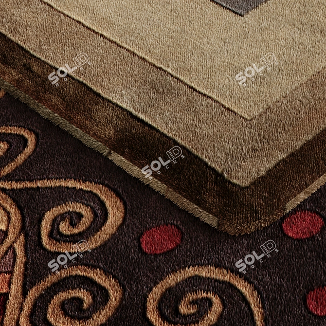 14th Century Jaipur Rug: Exquisite Fur Made with Displacement Map 3D model image 3