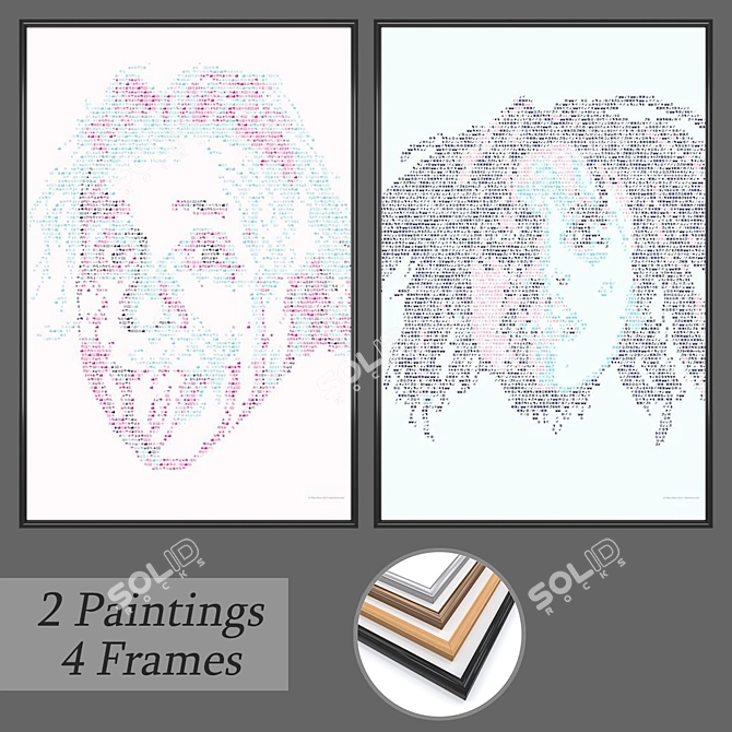 Elegant Framed Art Set 3D model image 1