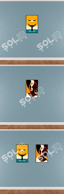 Modern Wall Paintings Set 3D model image 3